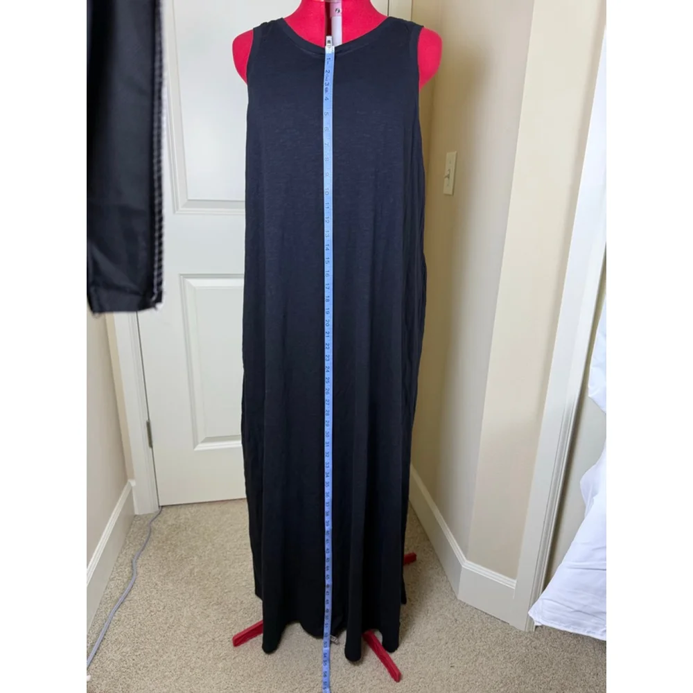 NWT Women's Caslon Black 1X Sleeveless Maxi Dress with Tie Waist & Pockets